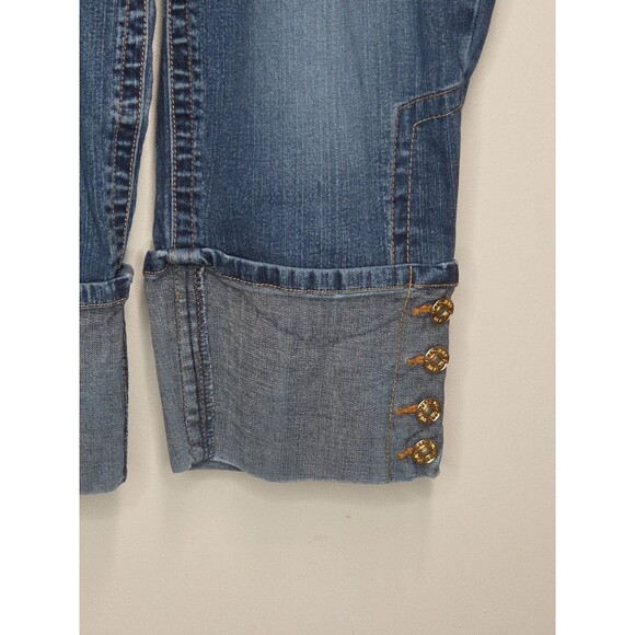 VTG Baby Phat Jeans Womens Size 14 Blue Denim Stretch Cuffed Straight Leg Capris - Picture 4 of 6